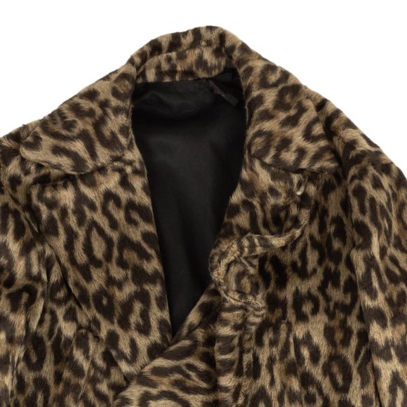UNRAVEL PROJECT Brown Leopard Print Ruffle Faux Fur Coat Size 40 $1120 - Picture 2 of 4